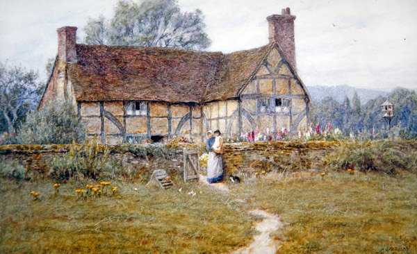 Stara Chata u Alfriston (akwarela na papierze) autorstwa Helen Allingham