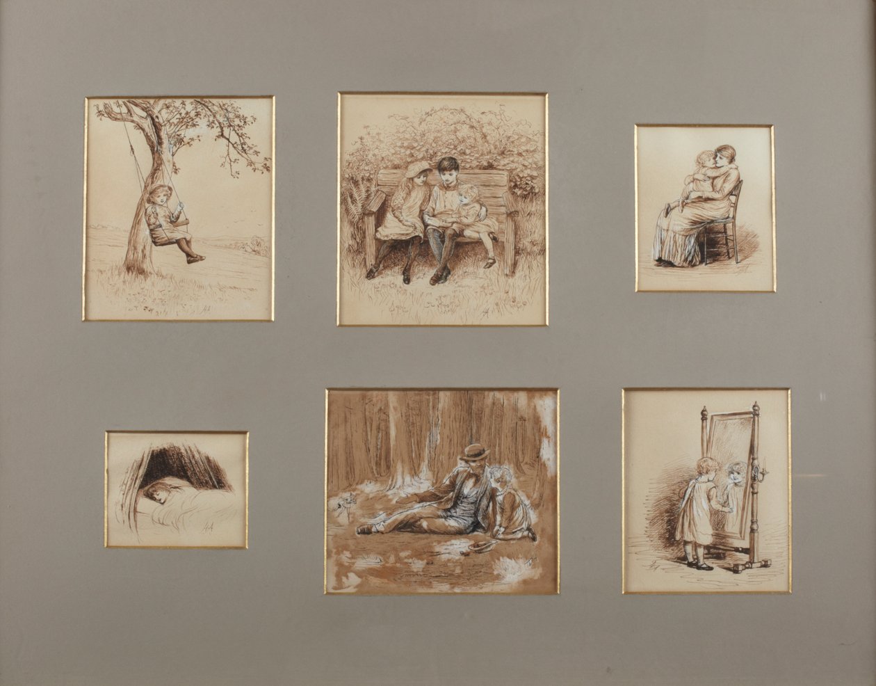 Rymy dla młodzieży (pisak w sepii i pranie na papierze) autorstwa Helen Allingham