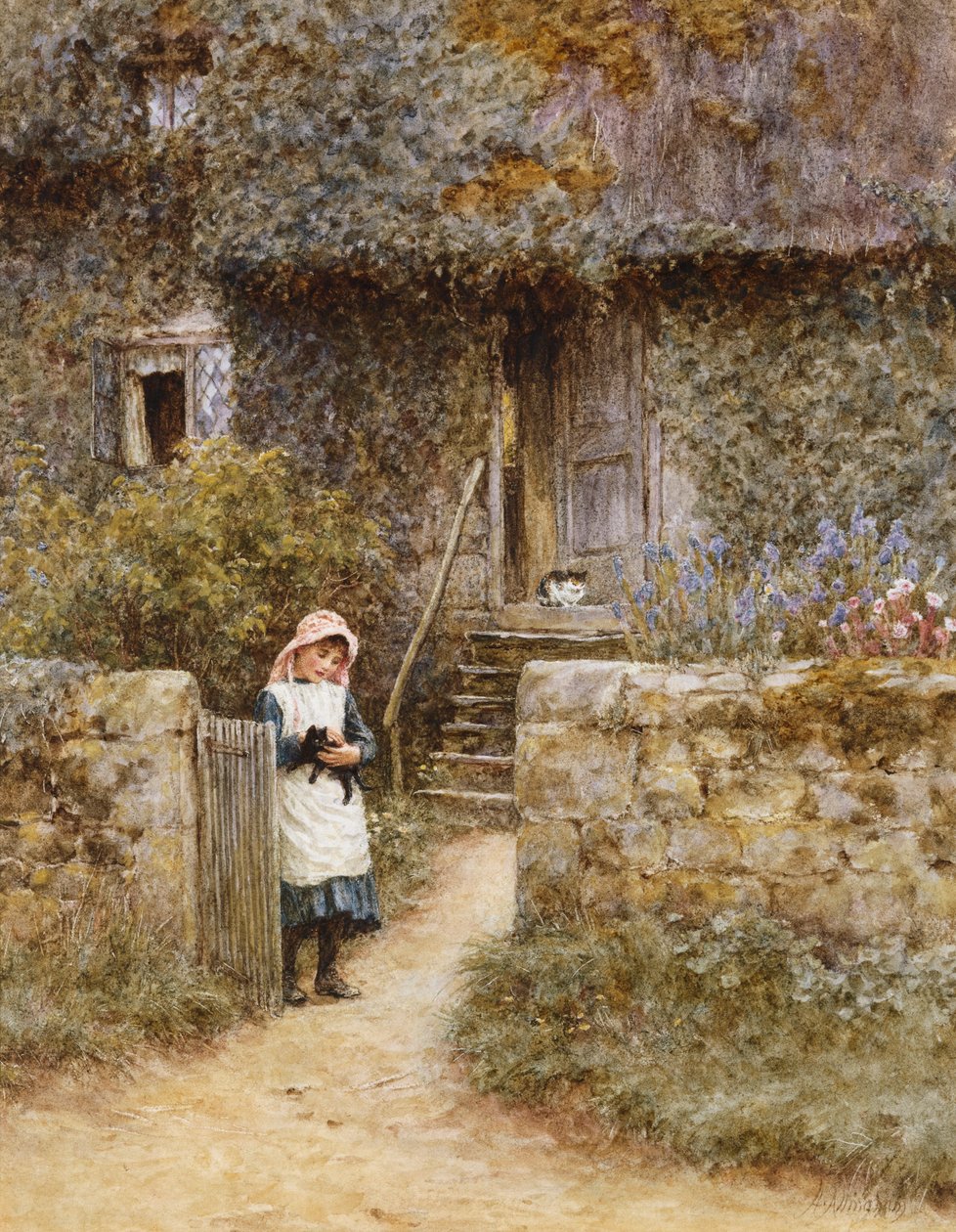 Brama Ogrodowa (akwarela z wydrapaniem) autorstwa Helen Allingham