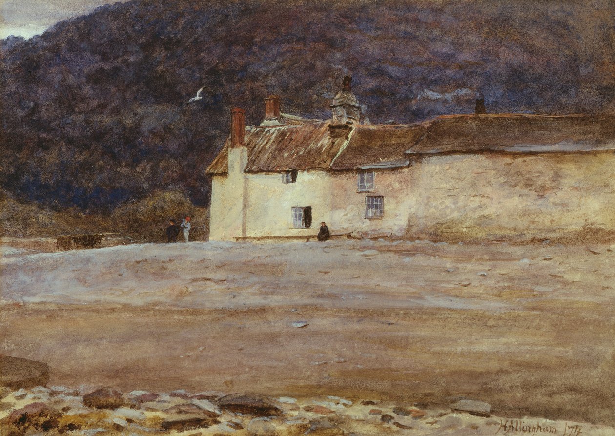 Ostatni dom w Lynmouth, 1874 (wc na papierze) autorstwa Helen Allingham