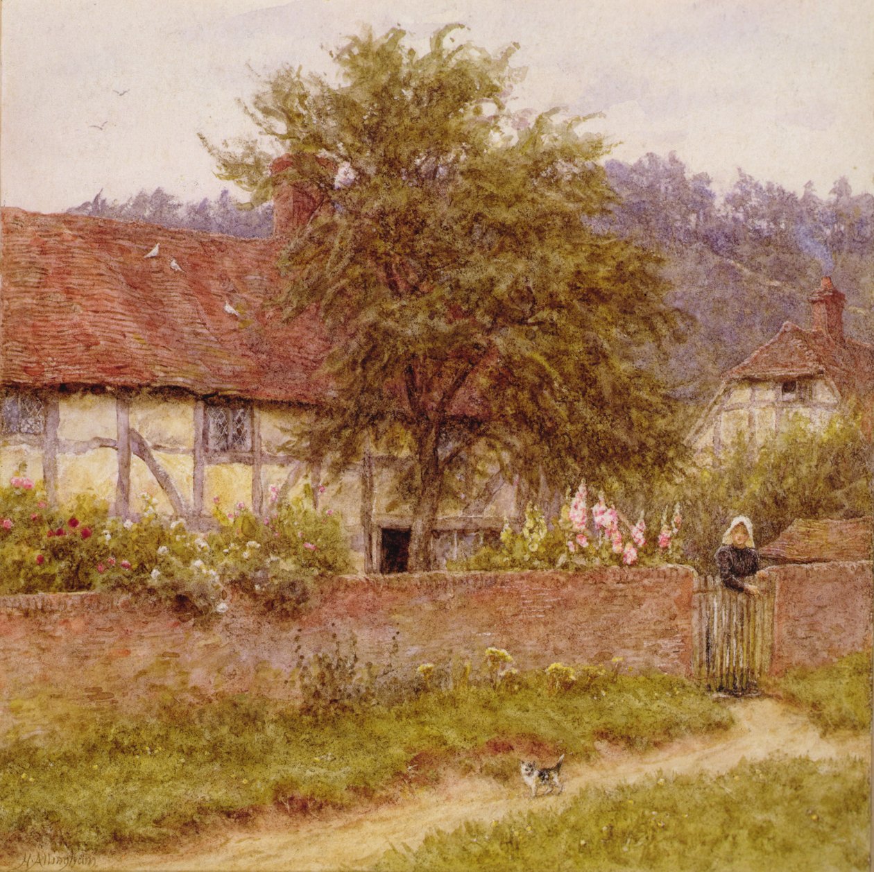 Zabłąkany kotek, ok. 1891 (olej na płótnie) autorstwa Helen Allingham
