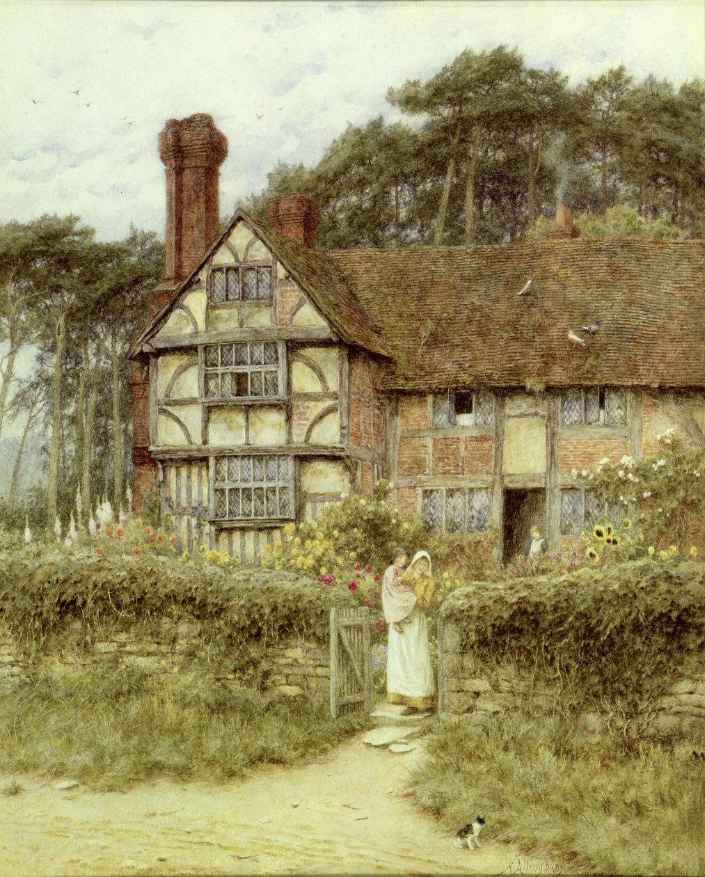 Unstead Farm, Godalming (akwarela na papierze) autorstwa Helen Allingham