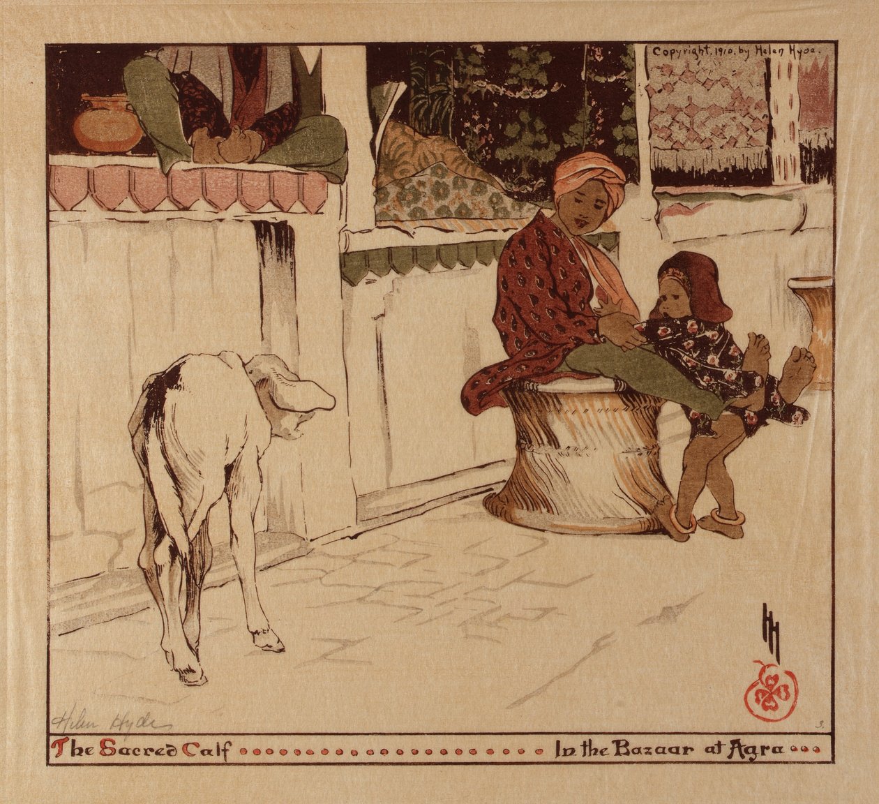 Święte cielę na bazarze w Agrze autorstwa Helen Hyde