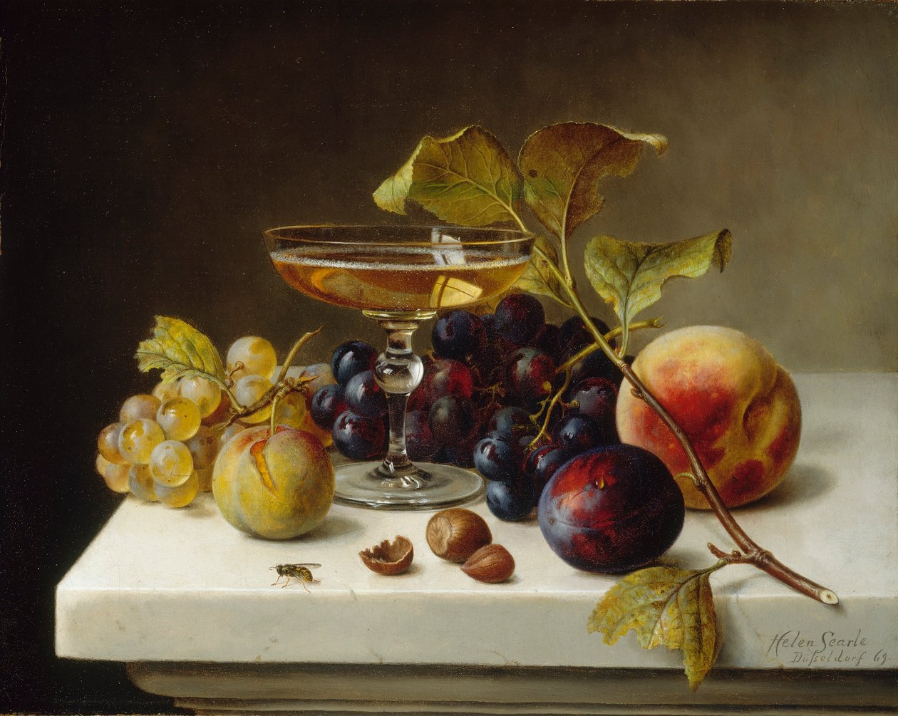 Martwa natura z owocami i szampanem autorstwa Helen Searle