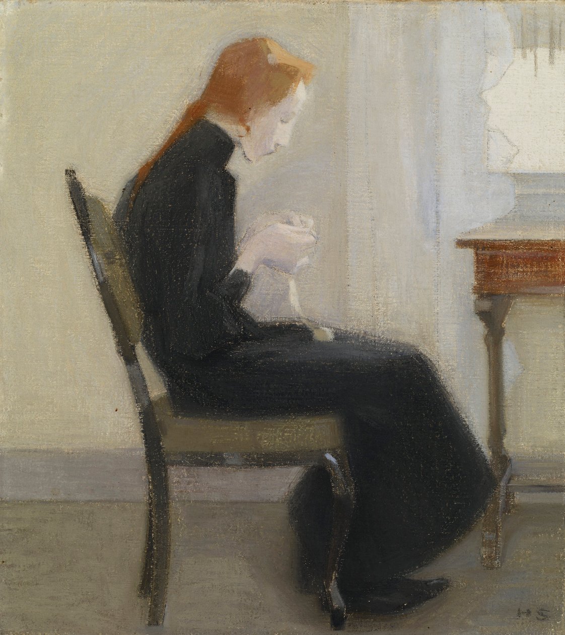 Dziewczyna szydełkująca - Dziewczyna szydełkująca, Schjerfbeck, Helene (1862-1946). olej na płótnie autorstwa Helene Schjerfbeck