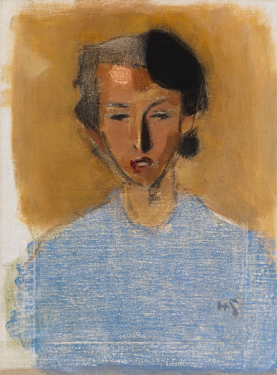Portret dziewczyny w błękicie i brązie (Inez) autorstwa Helene Schjerfbeck