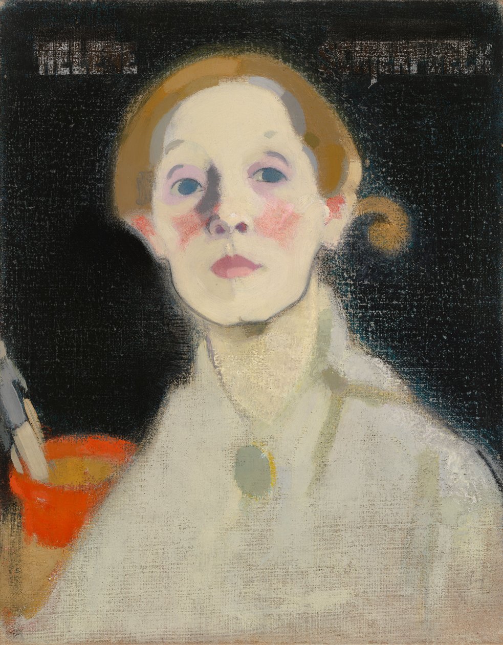 Autoportret na czarnym tle autorstwa Helene Schjerfbeck
