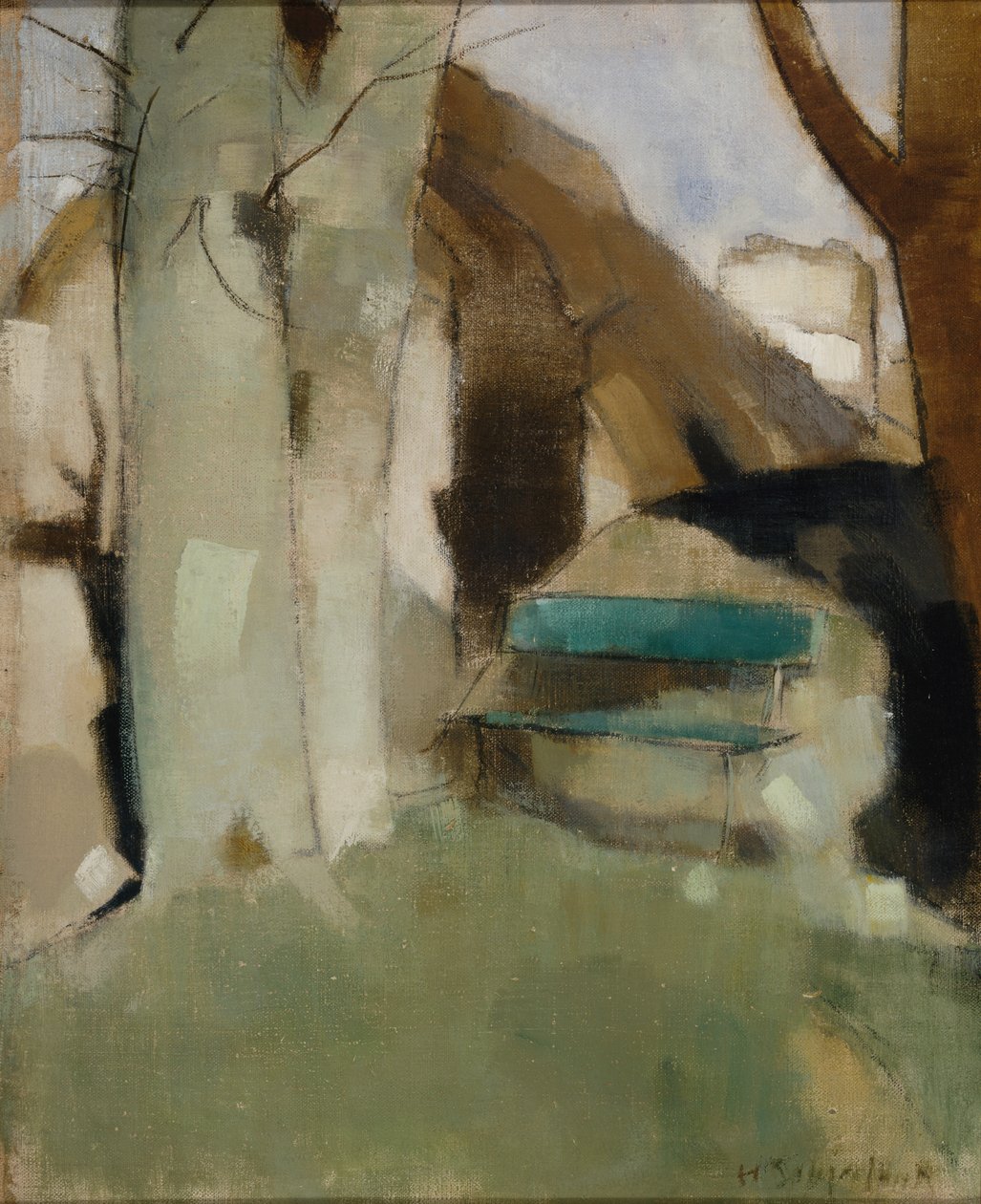 Shadow on the Wall II Zielona Ławka, 1928. autorstwa Helene Schjerfbeck