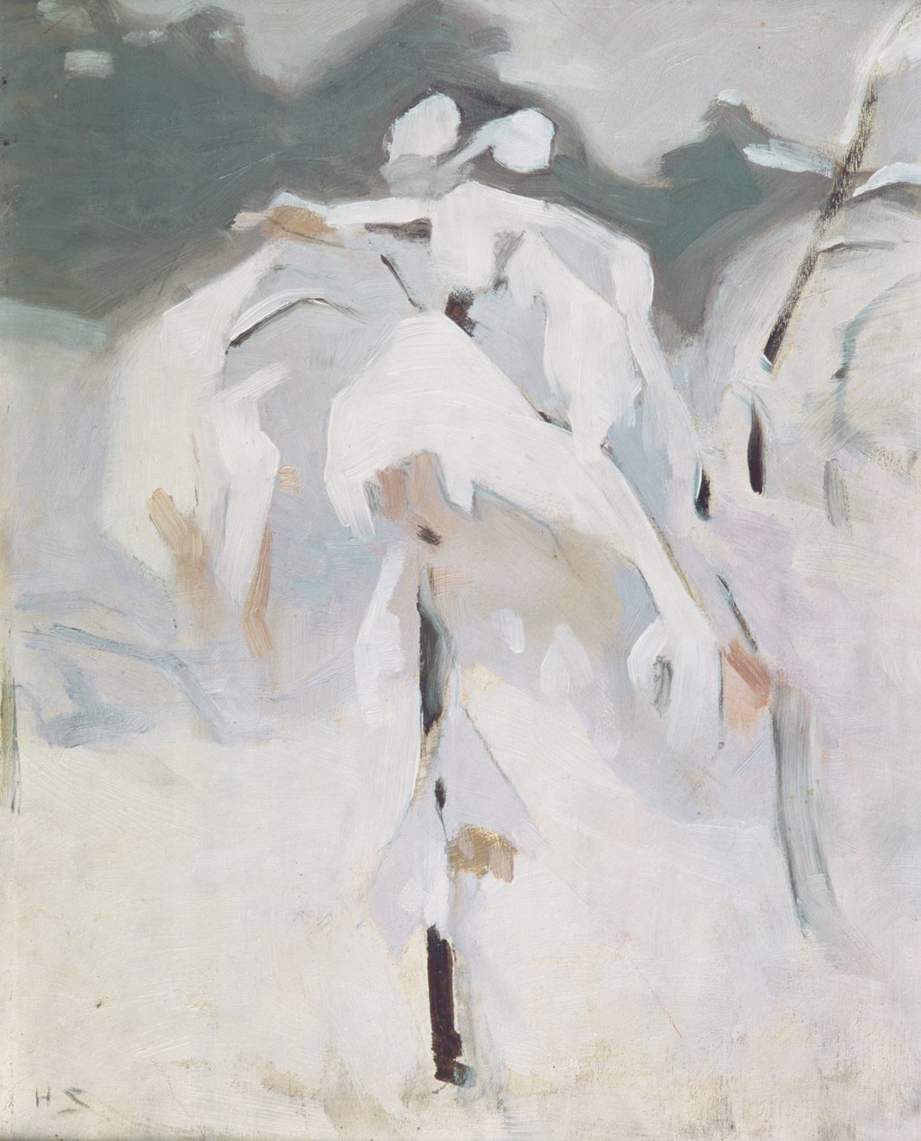 Brzoza pokryta śniegiem, ok. 1913 (olej na panelu) autorstwa Helene Schjerfbeck
