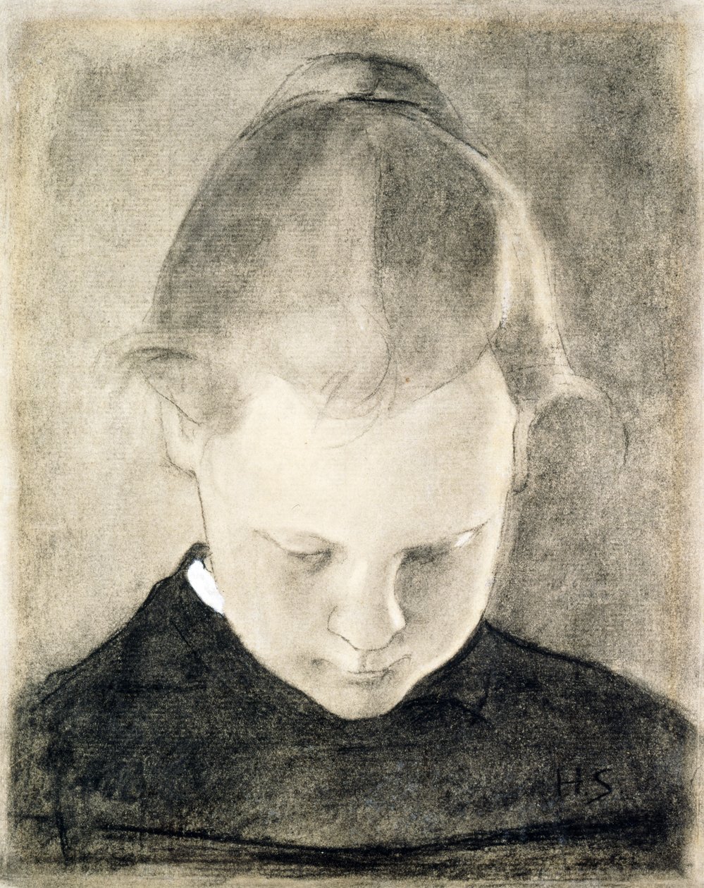 The Reading Girl, ok. 1905 (węgiel i gwasz na papierze) autorstwa Helene Schjerfbeck