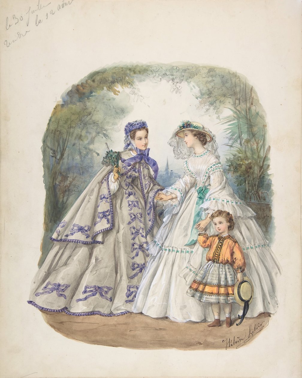 Ilustracja do francuskiego magazynu o modzie, ca. 1862. autorstwa Heloise Leloir