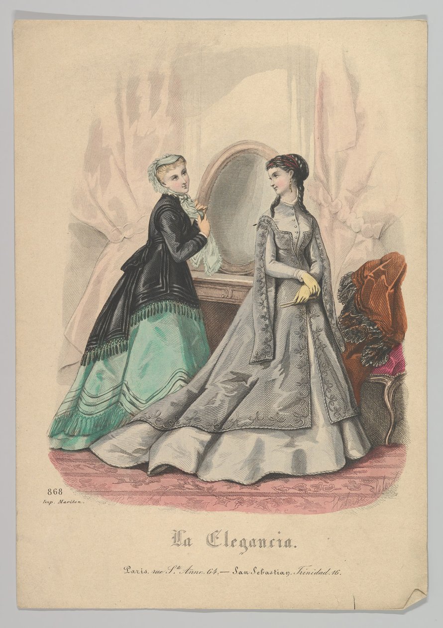 Dwie kobiety z lustrem, nr 868, La Elegancia San Sebastian, XIX wiek. autorstwa Heloise Leloir