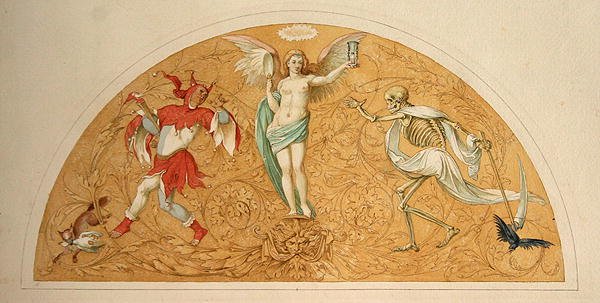 Projekt do dekoracji wnętrz (grafit, długopis i akwarela na papierze) autorstwa Helwig Reinhard Hochapfel