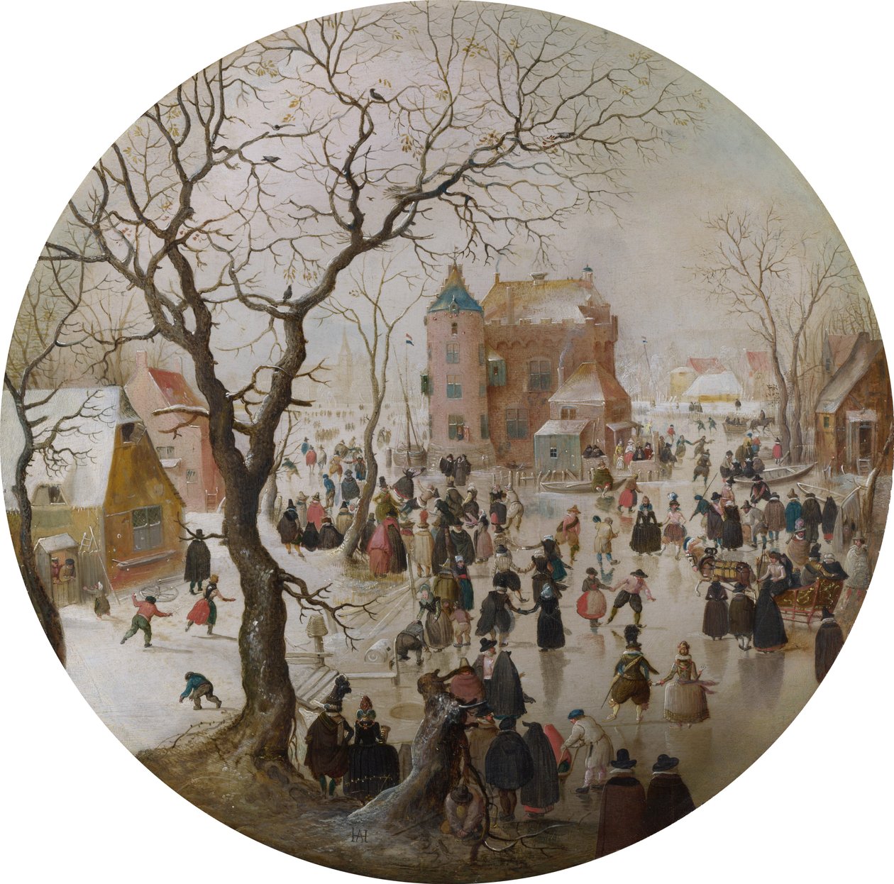 Zimowa scena z łyżwiarzami w pobliżu zamku autorstwa Hendrick Avercamp