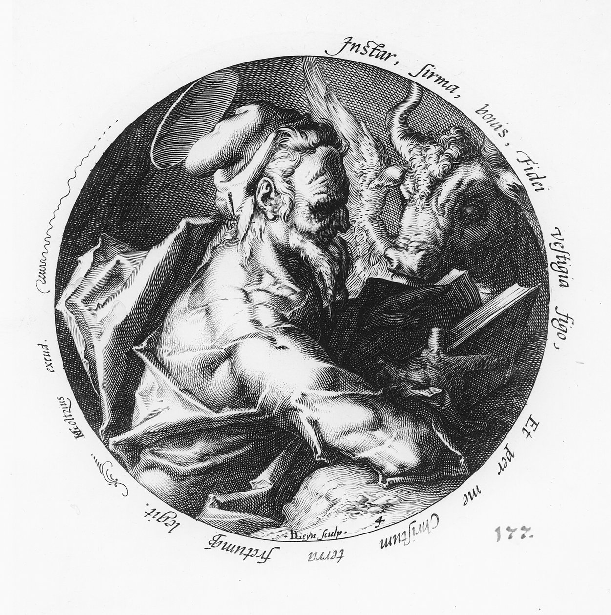 Św. Łukasza, rytowany przez Jakuba II de Gheyn (1565-1629) autorstwa Hendrik Goltzius