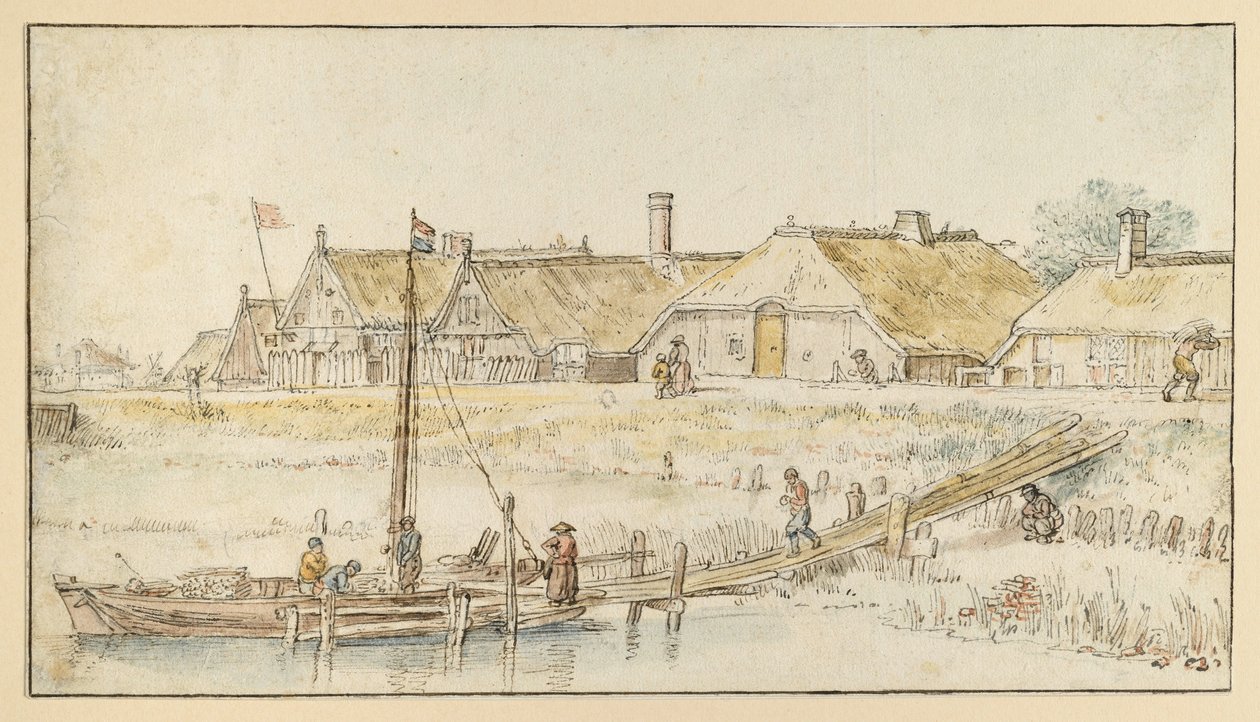 Wiejska ulica nad brzegiem kanału autorstwa Hendrick Avercamp