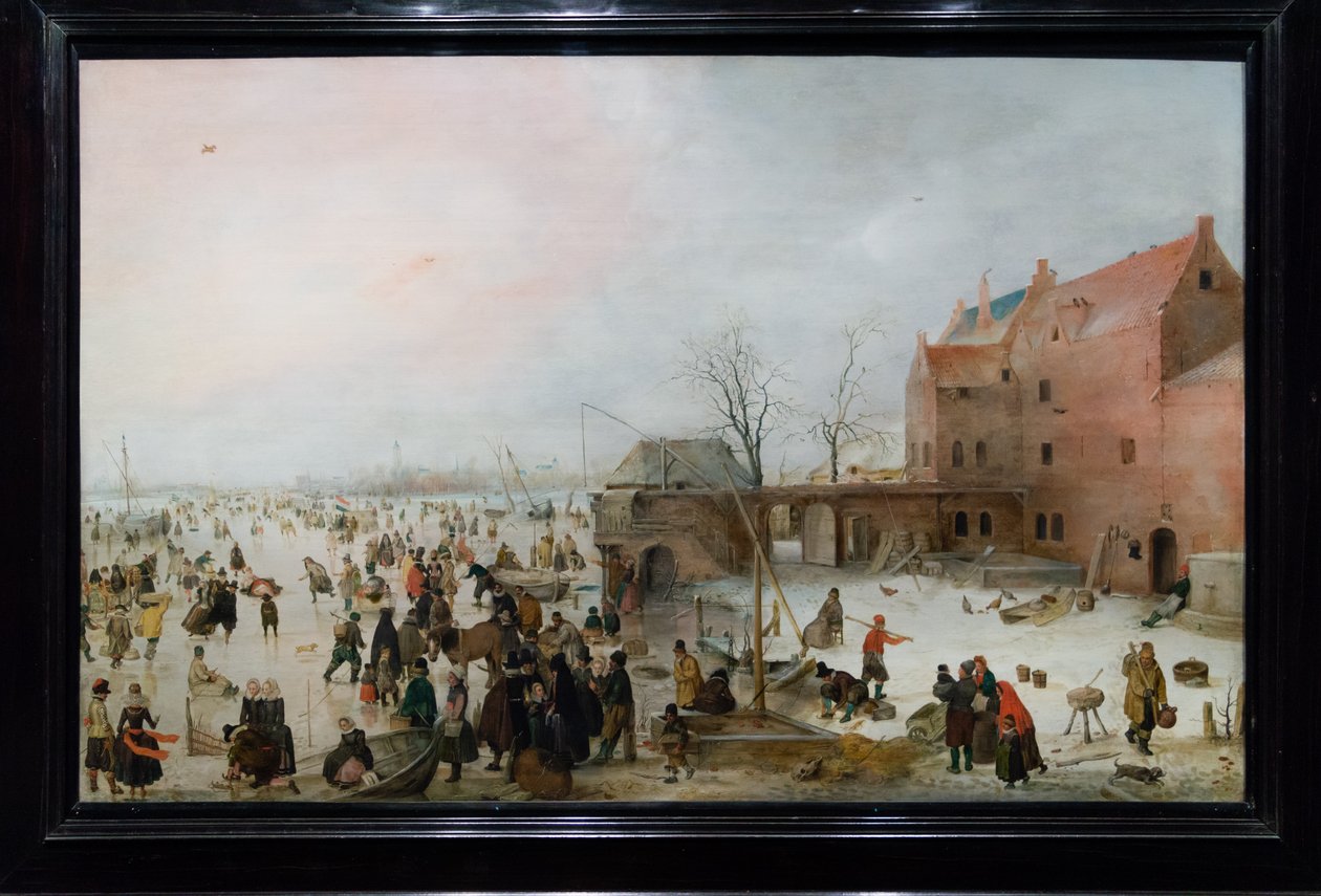 niderlandzki: IJsgezicht bij een brewery Scena na lodzie w pobliżu miasta autorstwa Hendrick Avercamp