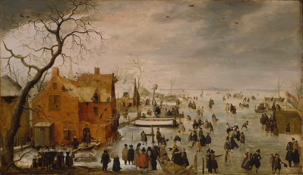 Niderlandzki: IJslandschap / Łyżwiarstwo Zimowy krajobraz z licznymi łyżwiarzami autorstwa Hendrick Avercamp