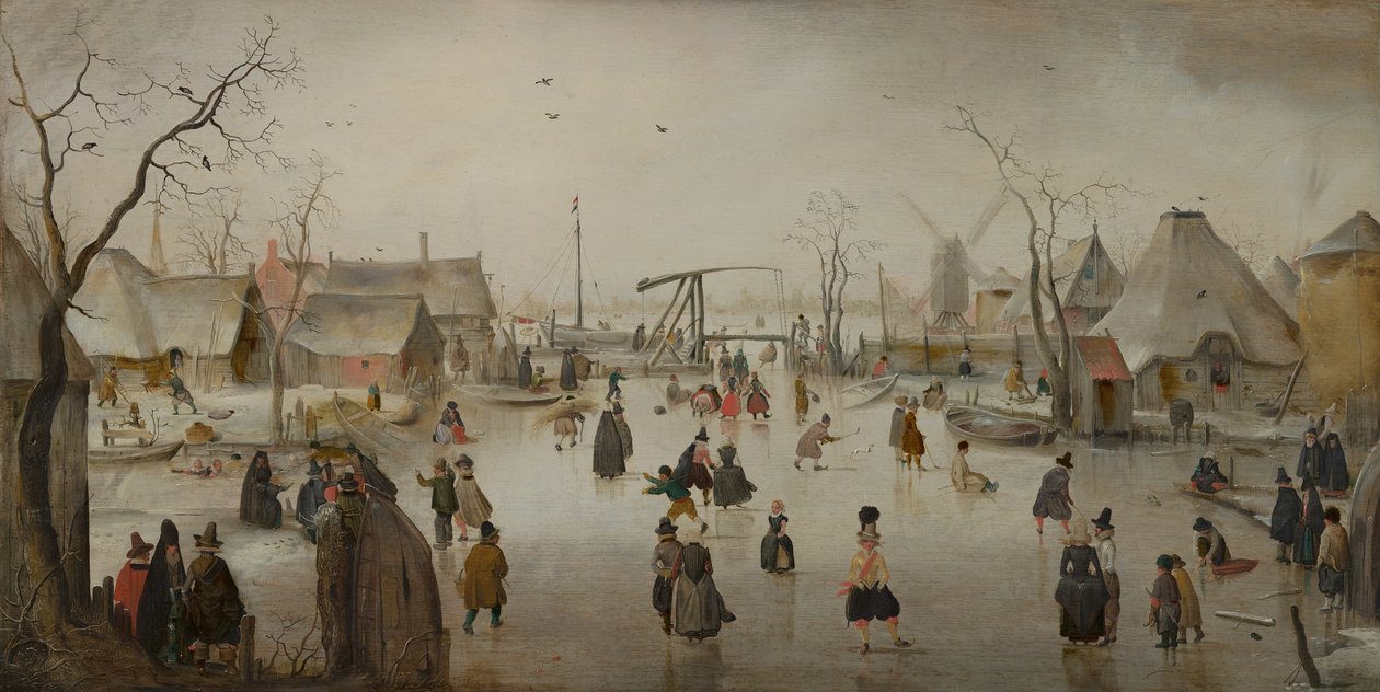 Holenderski: rozrywka na lodzie w wiosce Ice Scene autorstwa Hendrick Avercamp