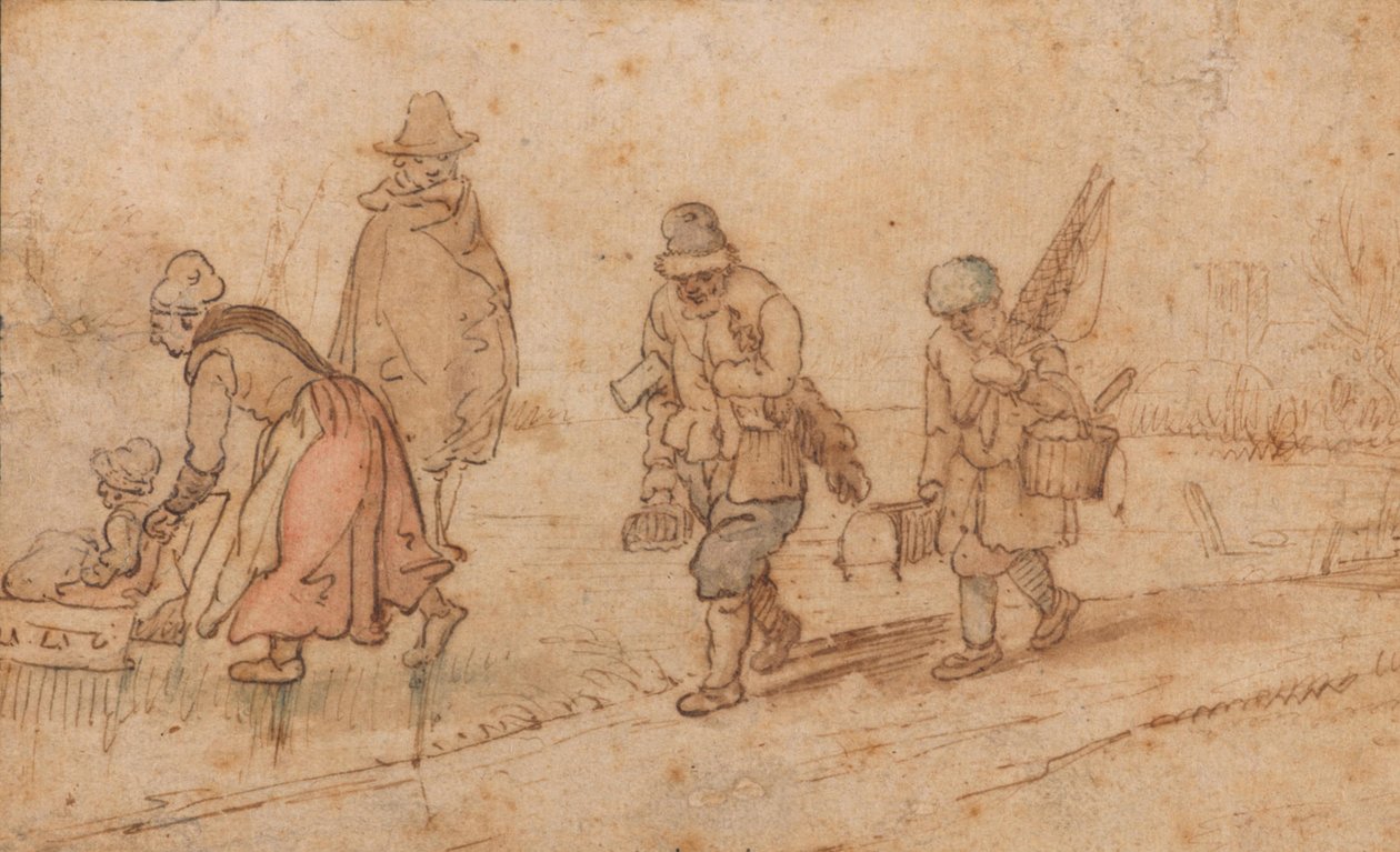Postacie w zimowym pejzażu autorstwa Hendrick Avercamp