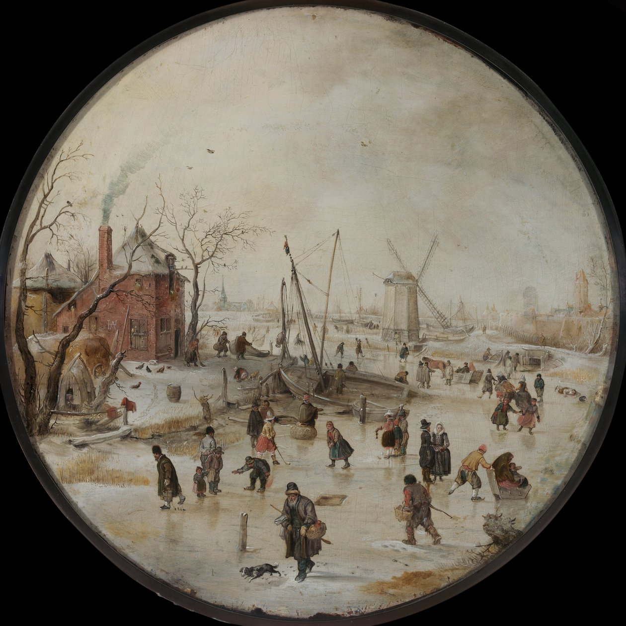 Zamarznięta rzeka z łyżwiarzami autorstwa Hendrick Avercamp