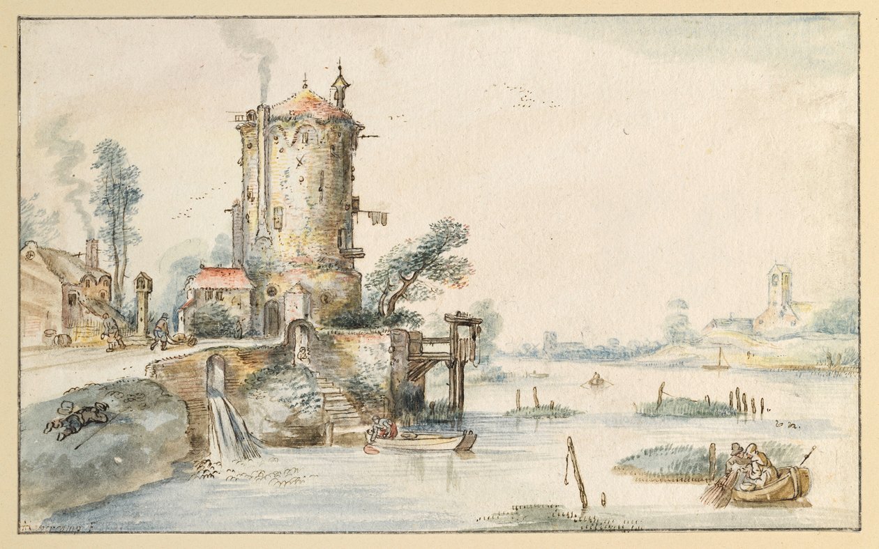 Krajobraz z kanałem autorstwa Hendrick Avercamp
