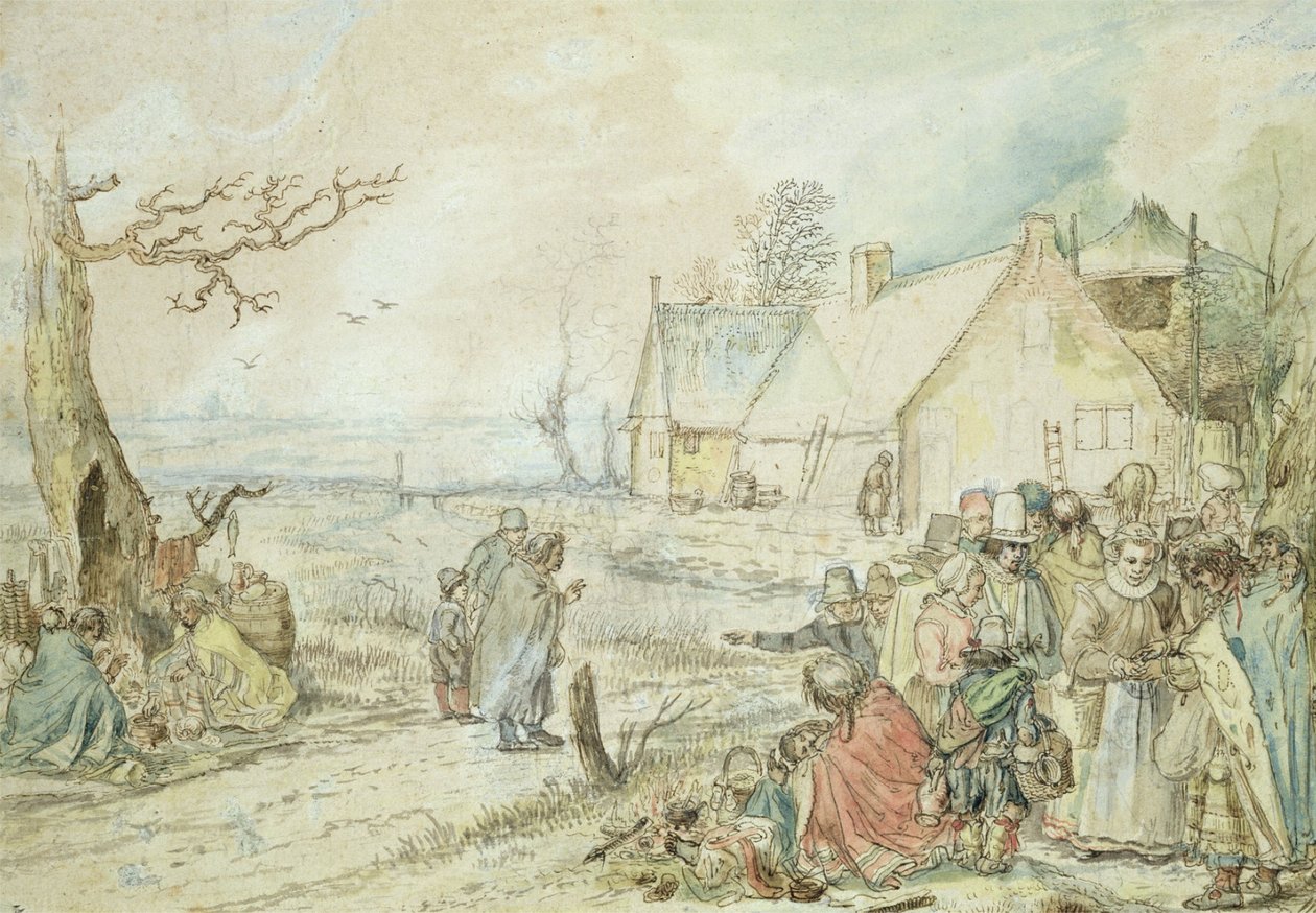 Krajobraz z cygańskimi wróżbitami autorstwa Hendrick Avercamp