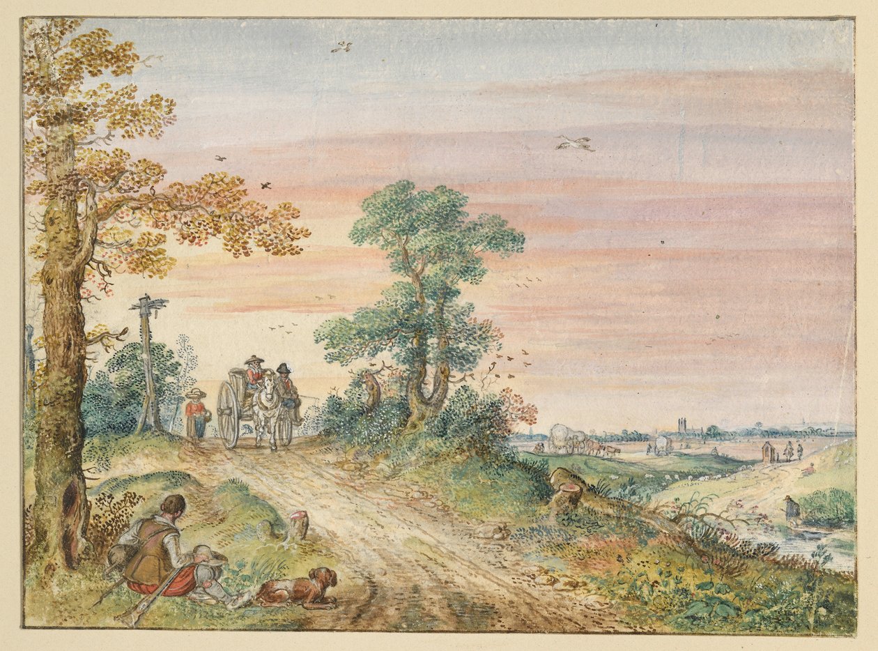 Droga wiejska z wozem konnym autorstwa Hendrick Avercamp