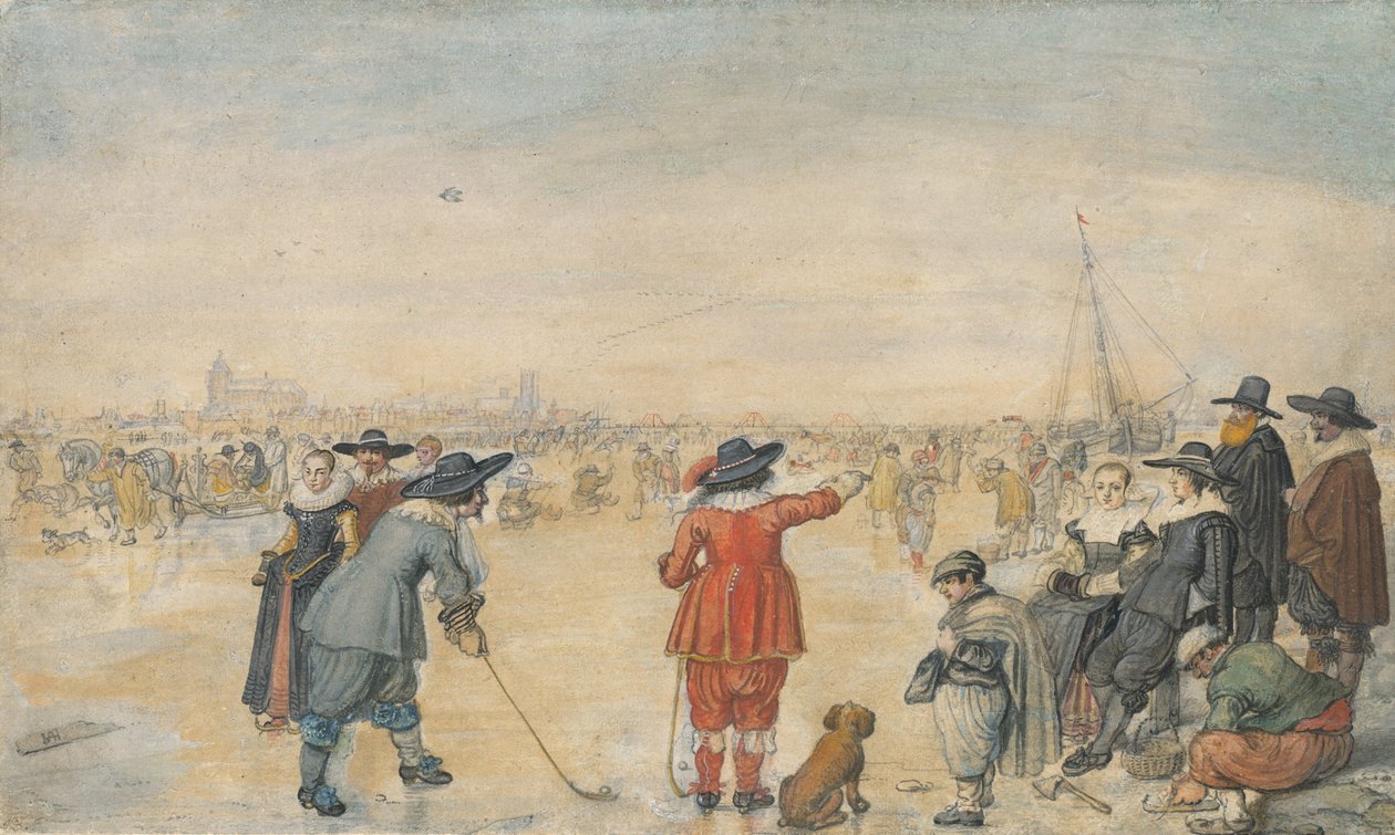 Zimowe Igrzyska na zamarzniętej rzece Ijssel autorstwa Hendrick Avercamp
