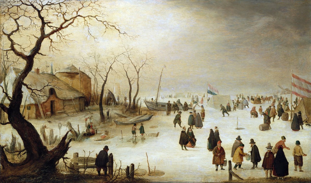 Zimowy krajobraz z postaciami i namiotami na lodzie autorstwa Hendrick Avercamp
