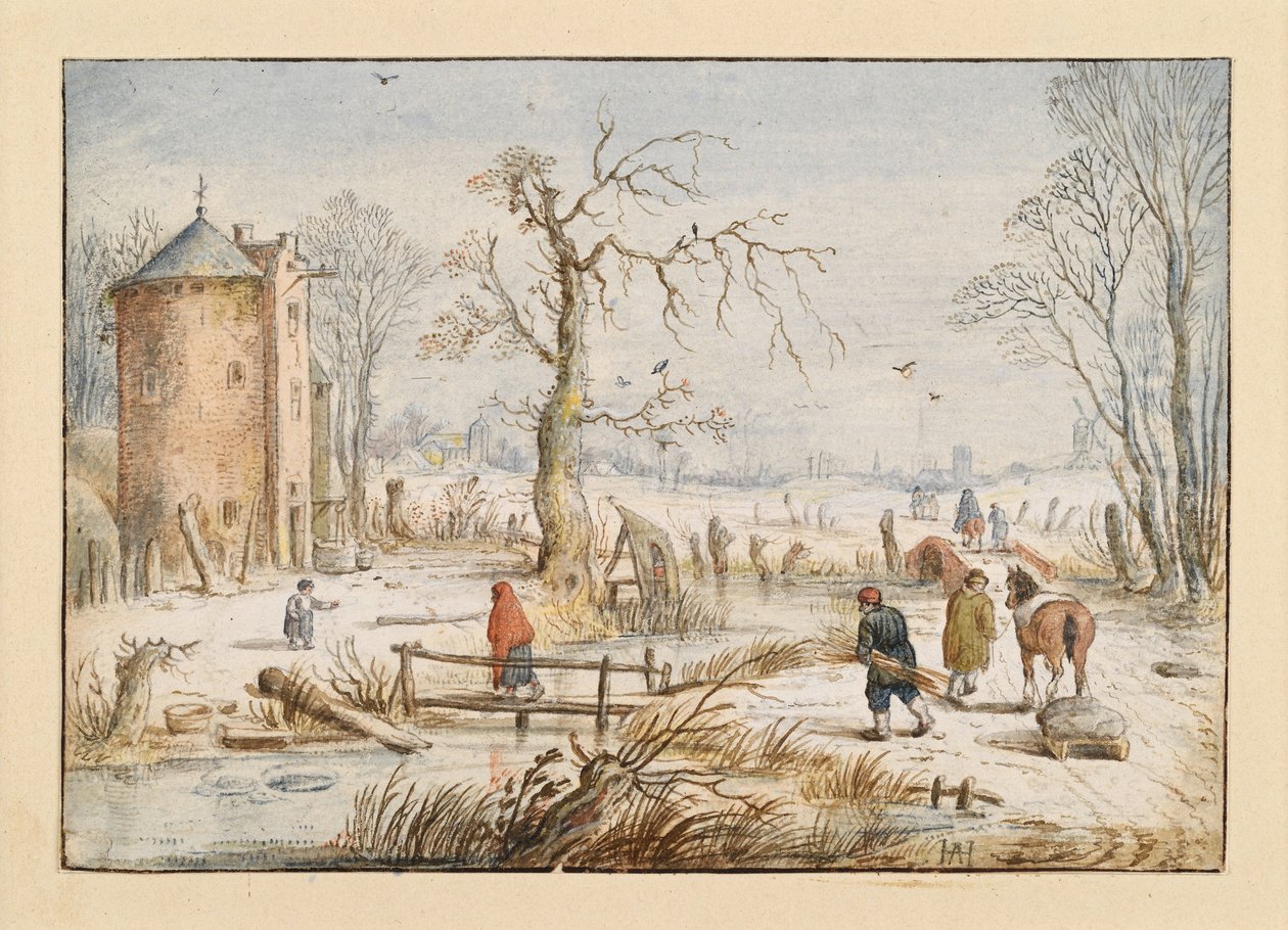 Zimowy krajobraz z okrągłą wieżą autorstwa Hendrick Avercamp