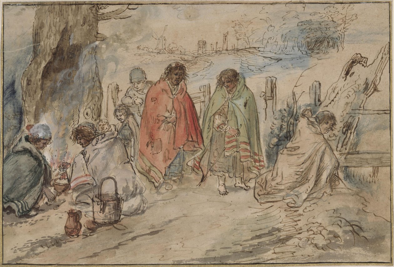 Cyganie przy ognisku autorstwa Hendrick Avercamp