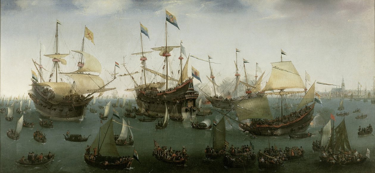 Powrót do Amsterdamu drugiej wyprawy do Indii Wschodnich, 19 lipca 1599 autorstwa Hendrick Cornelisz. Vroom