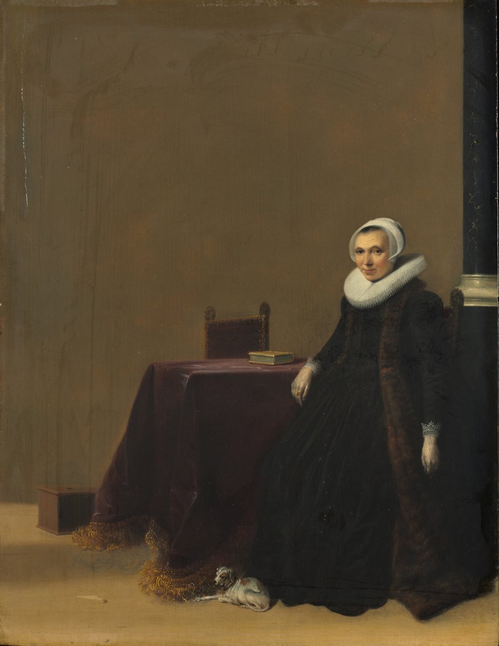 Portret kobiety z psem, ok.1635 autorstwa Hendrick Gerritsz Pot