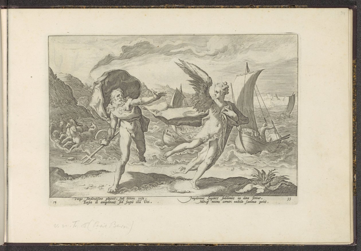Cornix zamienia się w wronę Metamorfozy Owidiusza (tytuł serii) Odtworzenia P. Ovidiusa Naso (tytuł serii) autorstwa Hendrick Goltzius (workshop of)