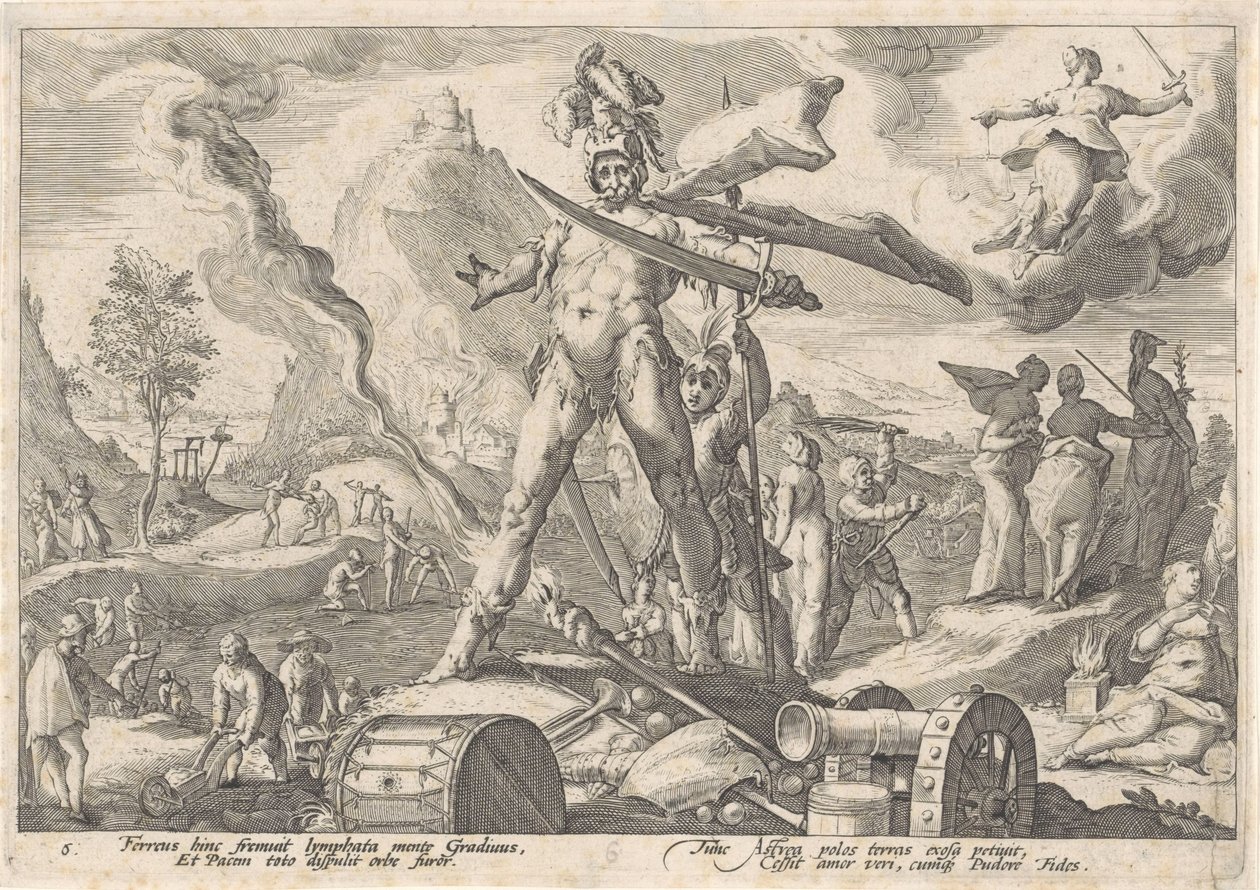 Epoka żelaza Metamorfozy Owidiusza (tytuł serii) autorstwa Hendrick Goltzius (workshop of)