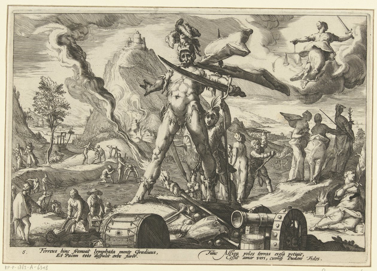 Epoka żelaza Metamorfozy Owidiusza (tytuł serii) autorstwa Hendrick Goltzius (workshop of)