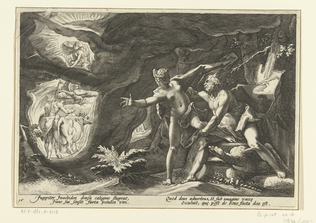 Jowisz atakuje Io Metamorfozy Owidiusza (tytuł serii) autorstwa Hendrick Goltzius (workshop of)