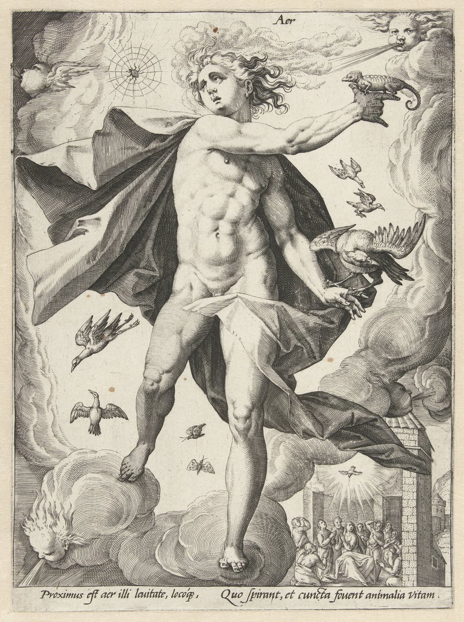 Niebo Aer (tytuł na obiekcie) Cztery Żywioły (tytuł serii) autorstwa Hendrick Goltzius (workshop of)