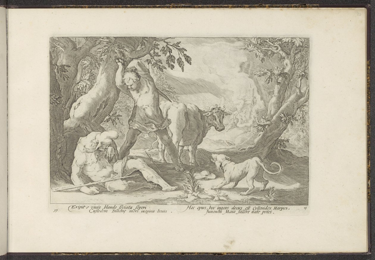 Mercurius doodt Argus Metamorfozy Owidiusza (tytuł serii) Herescheppingen van P. Ovidius Naso (tytuł serii) autorstwa Hendrick Goltzius (workshop of)