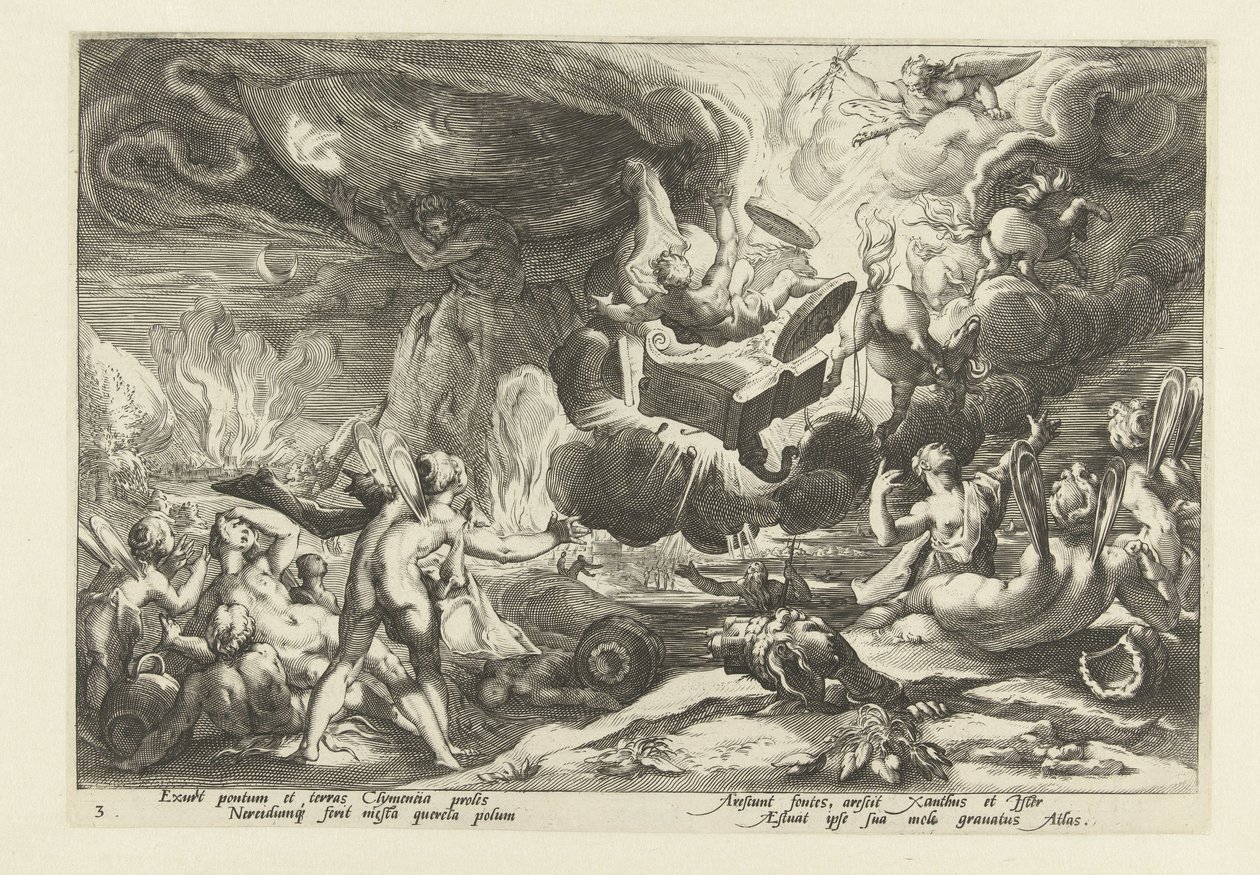 Val van Phaethon Metamorfosen Ovidiusa (tytuł serii) autorstwa Hendrick Goltzius (workshop of)