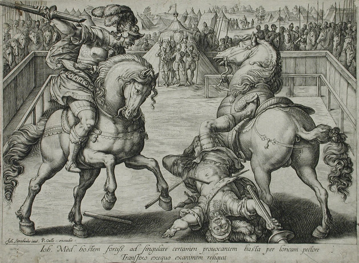 Pojedynek konny autorstwa Hendrick Goltzius