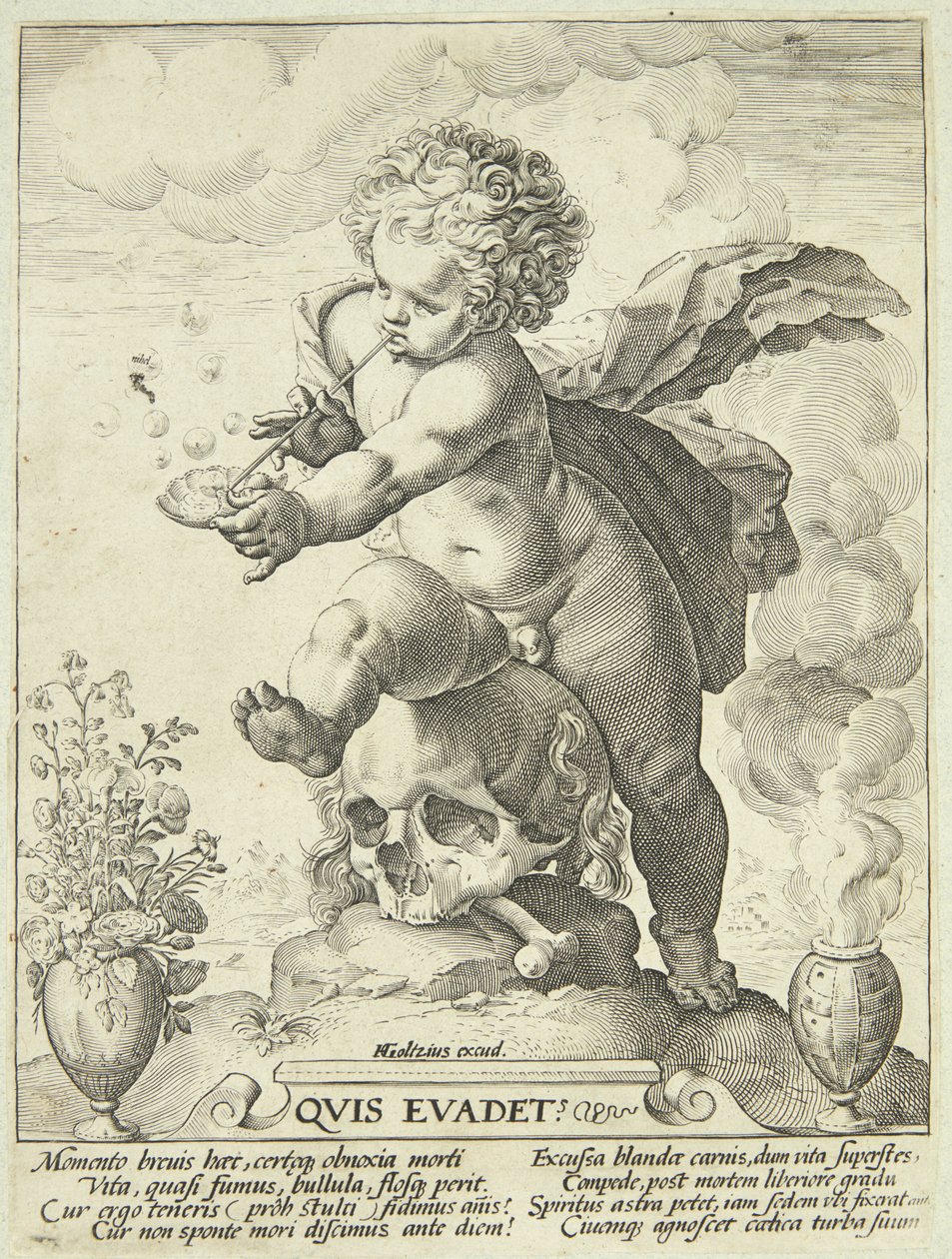 Alegoria przemijania życia („Quis Evadet?”) autorstwa Hendrick Goltzius