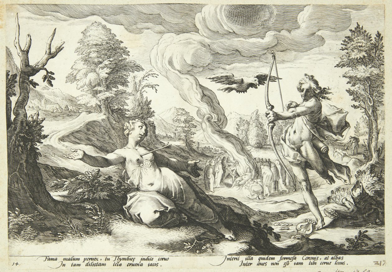 Apollo zabija Koronisa autorstwa Hendrick Goltzius