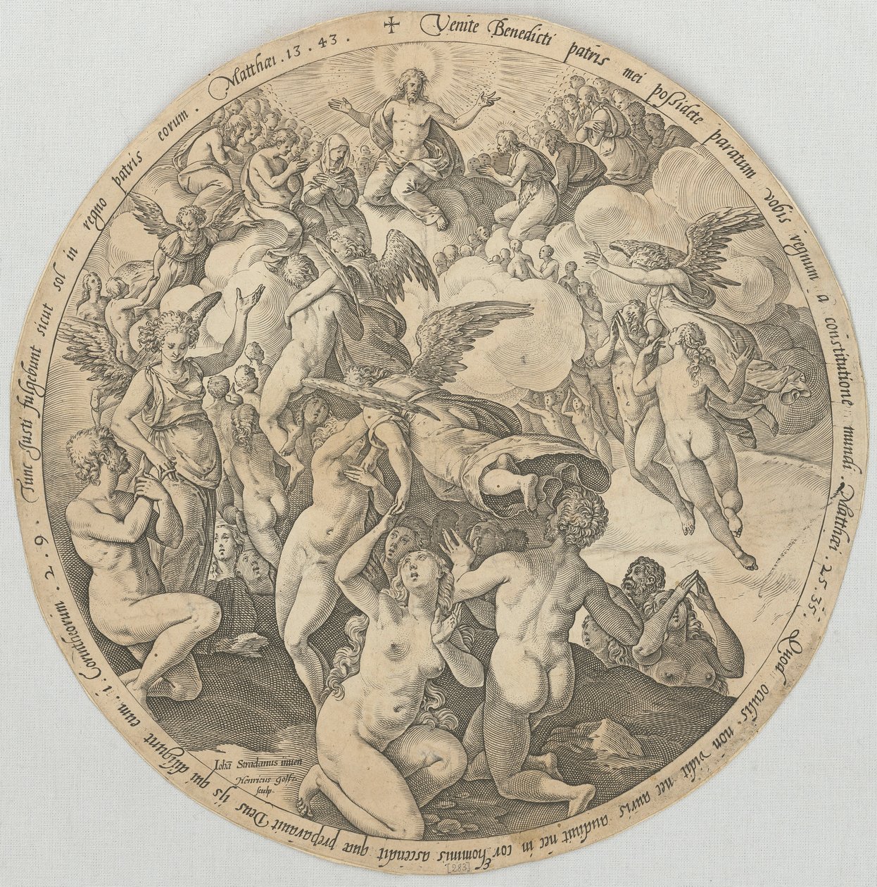 Wniebowstąpienie Sprawiedliwych, arkusz 3 z cyklu „Cztery rzeczy ostateczne” autorstwa Hendrick Goltzius