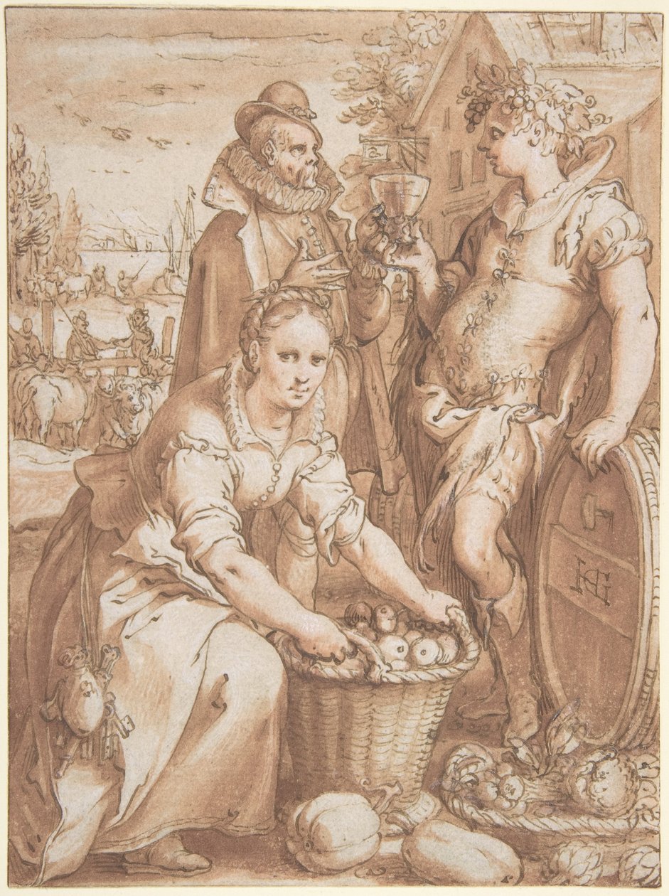 Jesień; Szkic do ryciny autorstwa Hendrick Goltzius