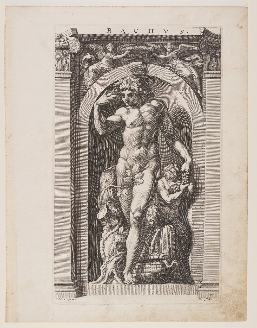Bachus, z Ośmiu pogańskich bogów autorstwa Hendrick Goltzius