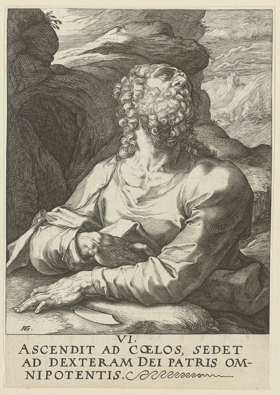 Bartholomäus, arkusz 6 z cyklu „Chrystus, dwunastu apostołów i Paweł” autorstwa Hendrick Goltzius