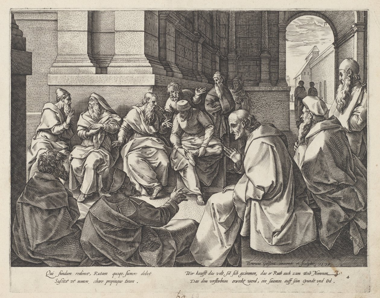 Boaz i starsi Historia Rut (tytuł serii) autorstwa Hendrick Goltzius