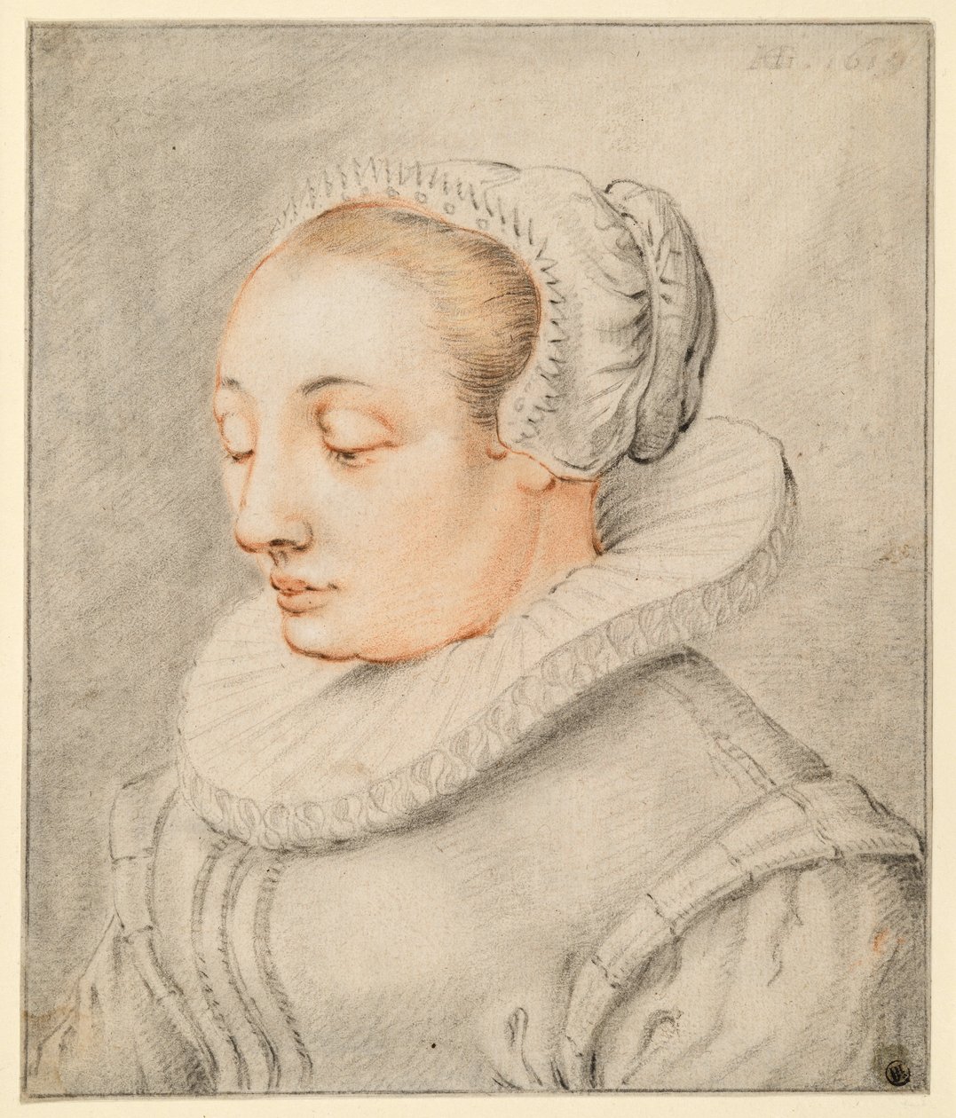 Portret młodej kobiety w czepku autorstwa Hendrick Goltzius